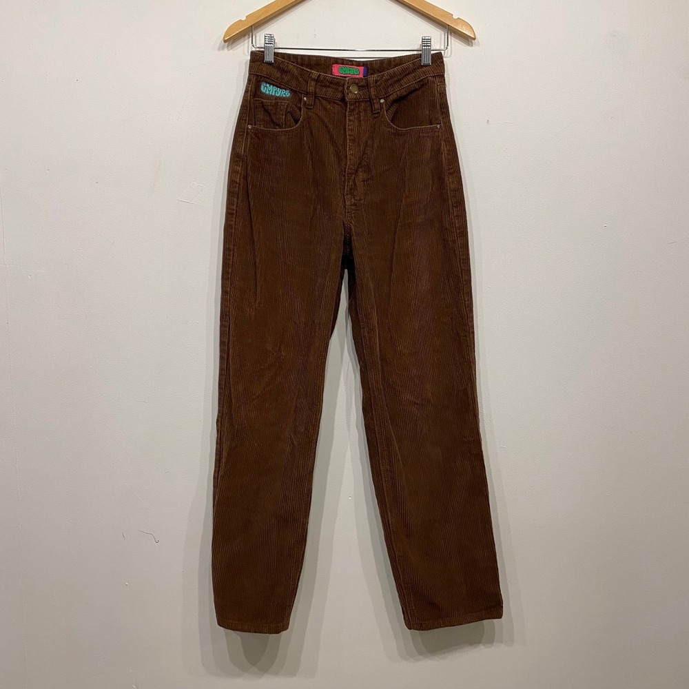 Empyre Brown Corduroy High Waisted Straight Leg Pants Women Size 0 Skate Style‎